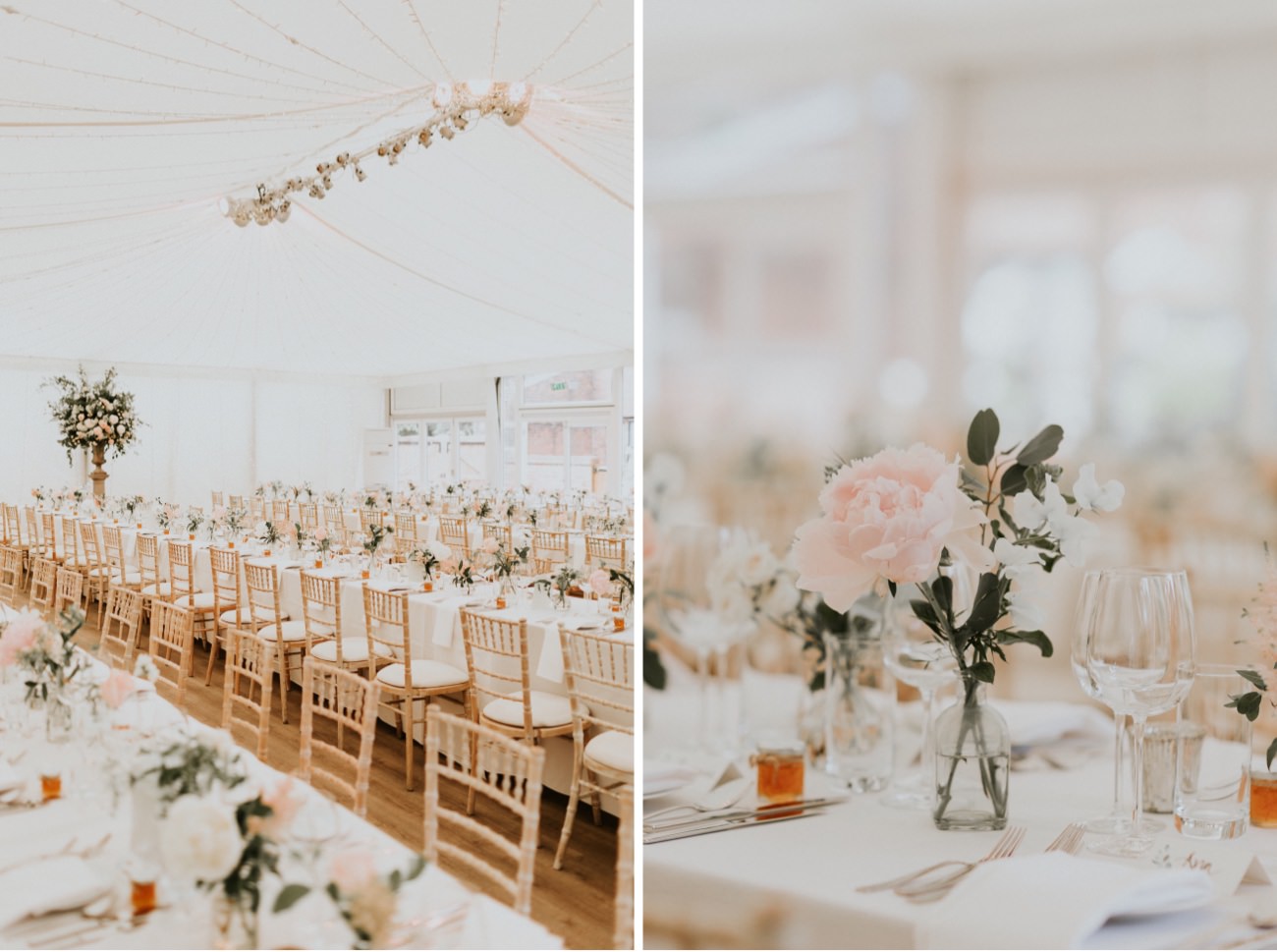 Fulham Palace wedding photography, The marquee set for the wedding breakfast